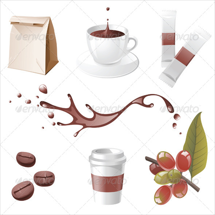 realistic coffee icons set