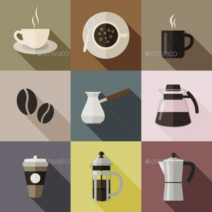 flat coffee icons