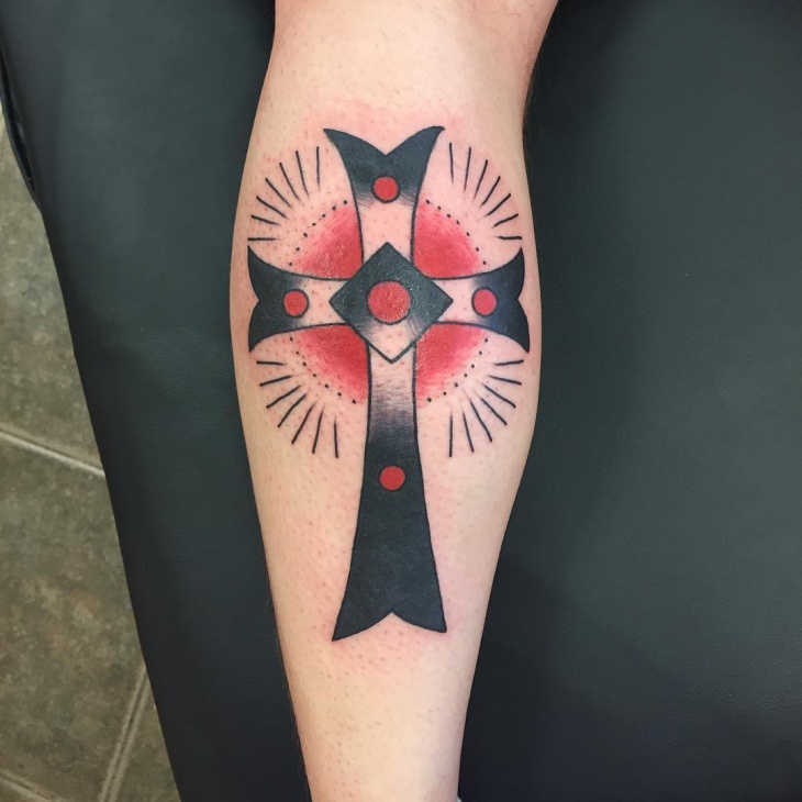 black christian cross tattoo design