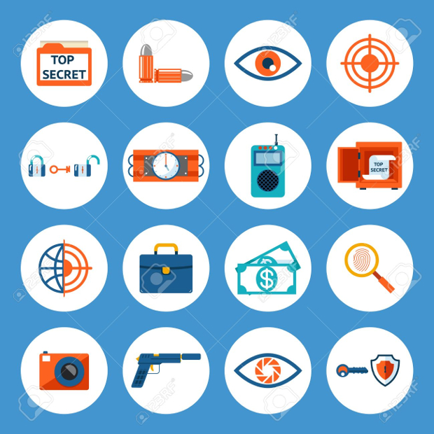 spy accessories and gadget icons