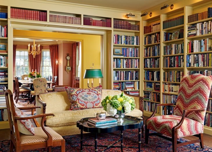 traditional living room library