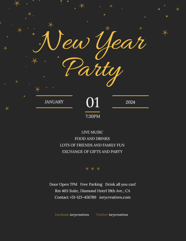 free new year holiday party flyer template