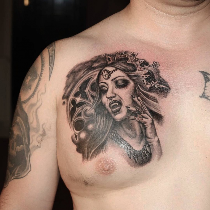 beautiful chest tattoo for men