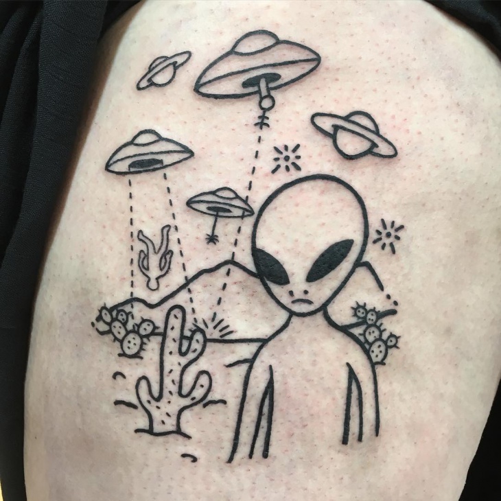 unique alien tattoo idea