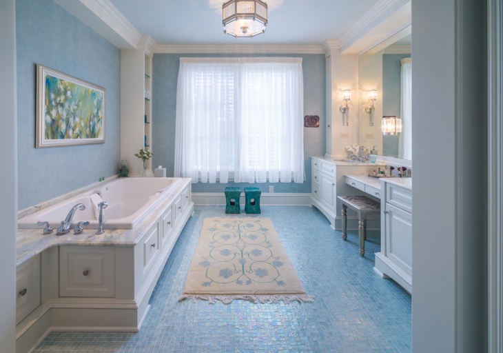 blue bathroom floor tiles