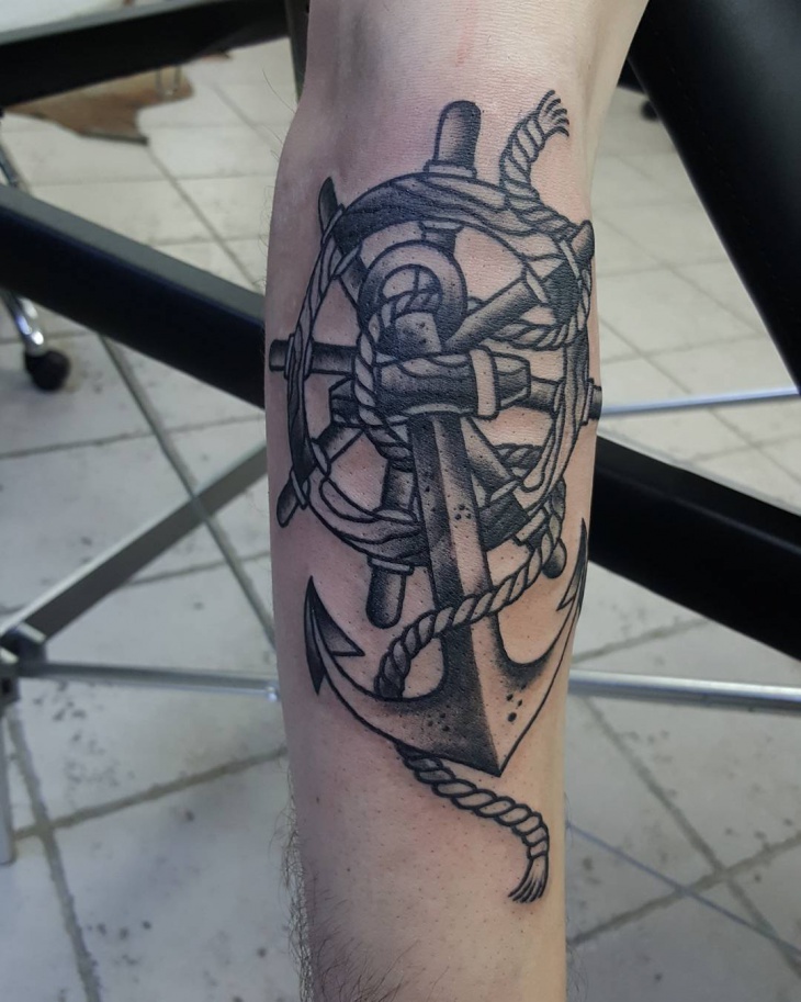 anchor leg tattoo design