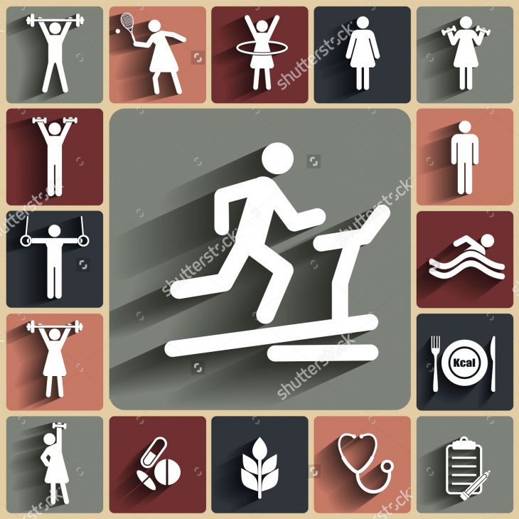 fitness and sports vector flat icons
