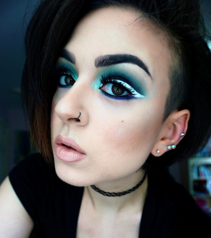 blue and silver glitter eye makeup