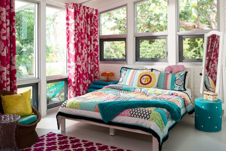 colorful mid century bedroom