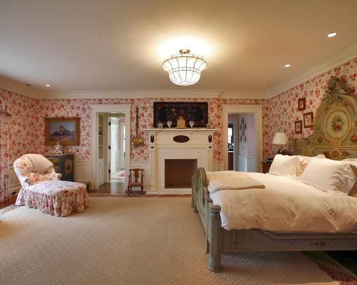 lavish bedroom with decorative wall