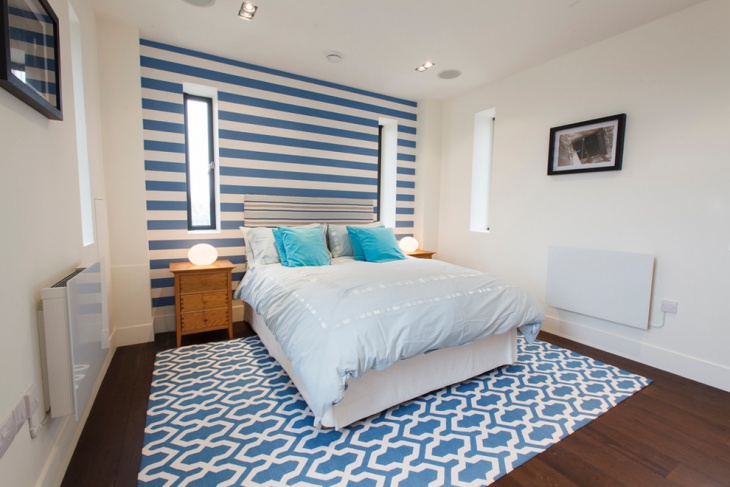blue and white bedroom design
