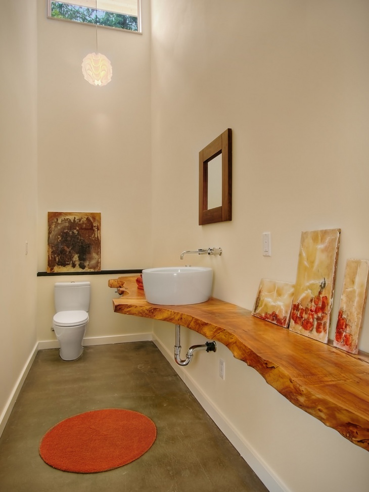 wooden half bathroom interior