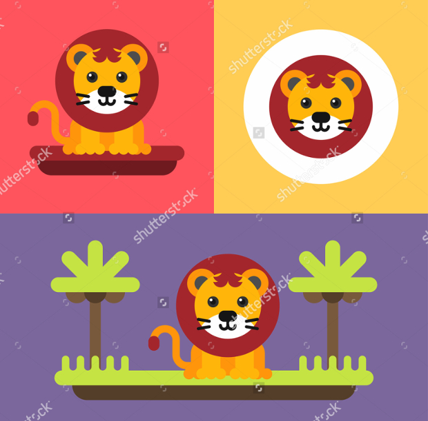 lion cub vector set