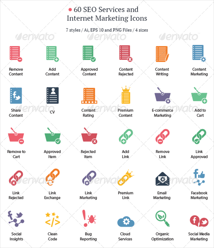 seo services and internet marketing icons
