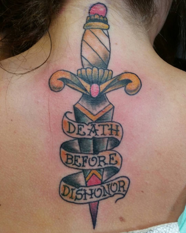 dagger tattoo with statement
