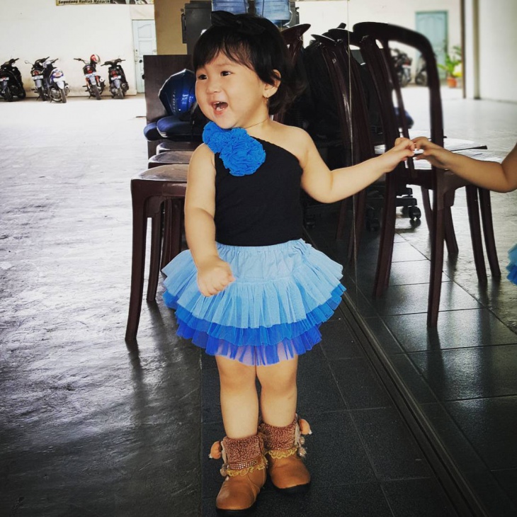 blue and black short baby frock