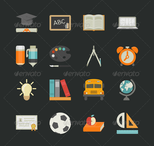 set of education icons