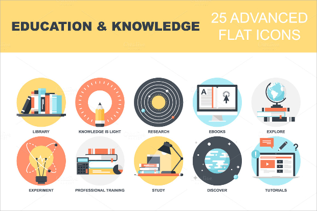 education and knowledge icons