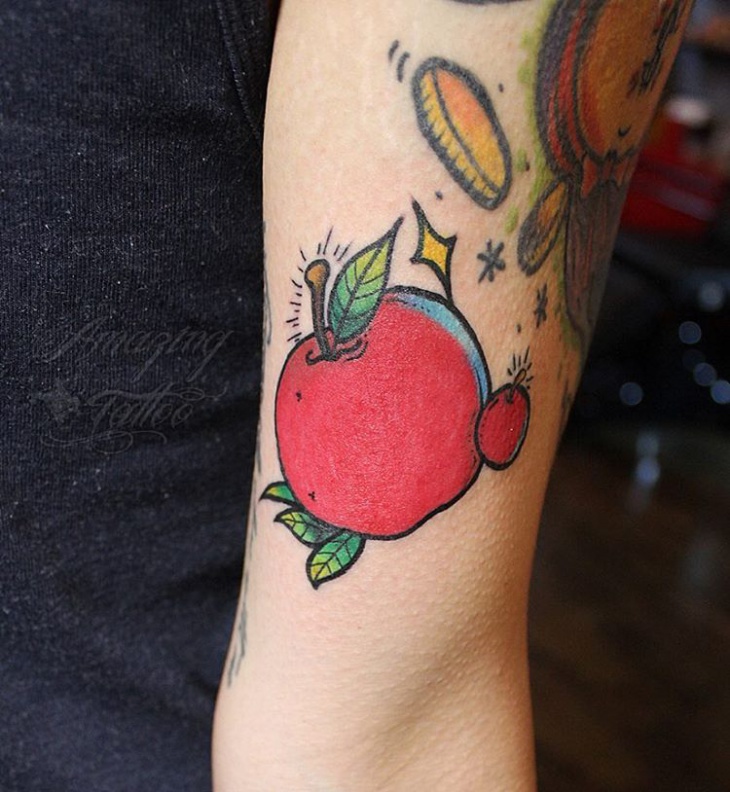 bright apple tattoo for girls