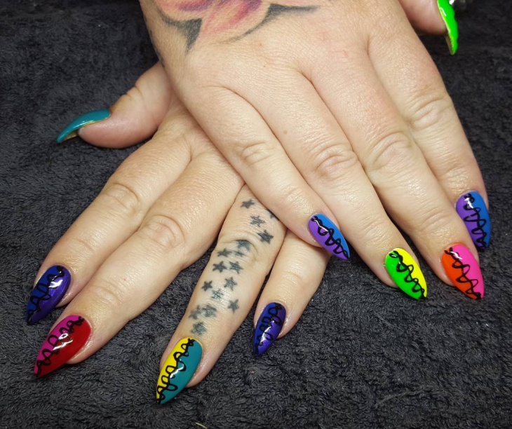 rainbow gradient nail art design