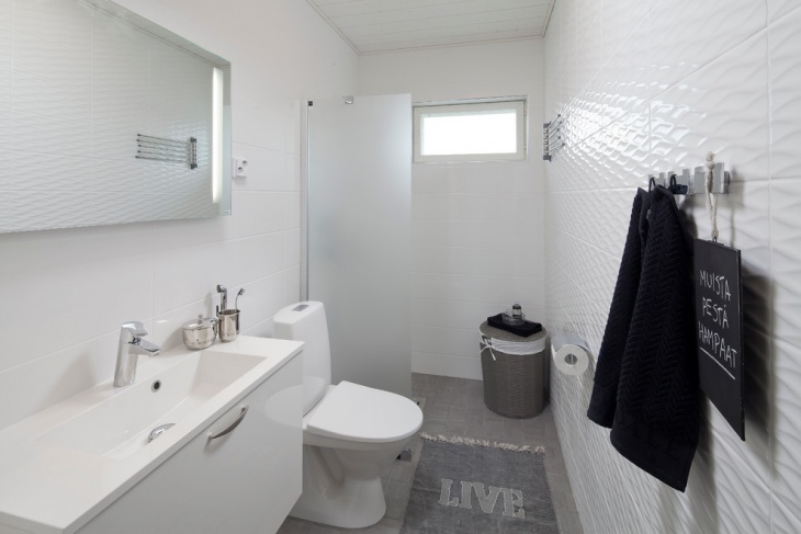 scandinavian bathroom with open shower