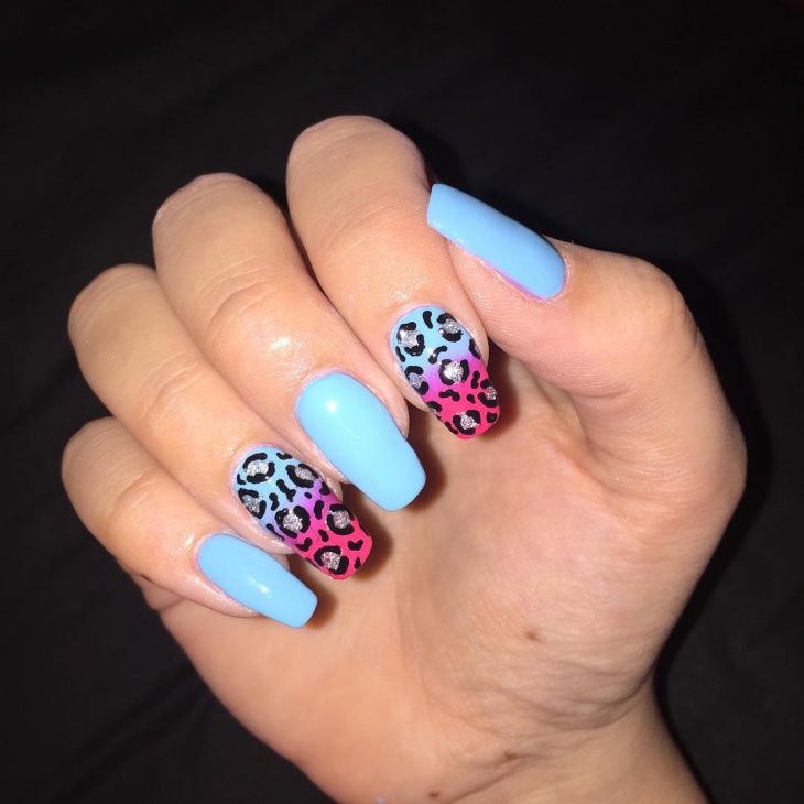 two colour leopard print nail art