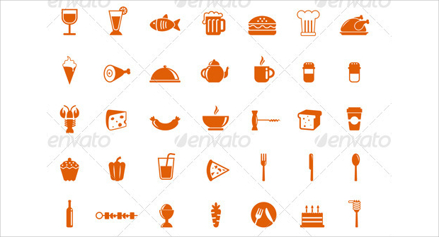different vector food icons