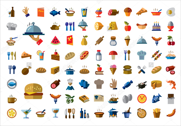 colorful vector food icon set