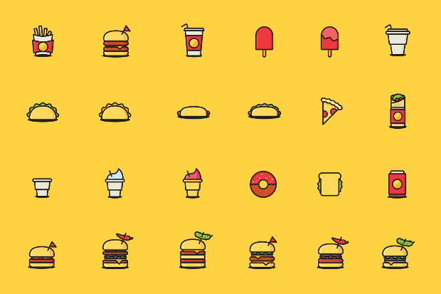 fast food icons set1