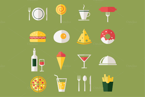 flat food icons