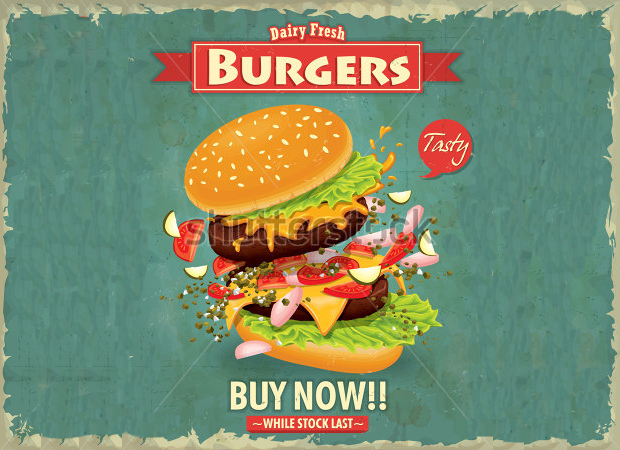 vintage burger poster