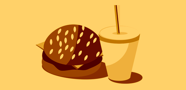 vector burger with cold drink