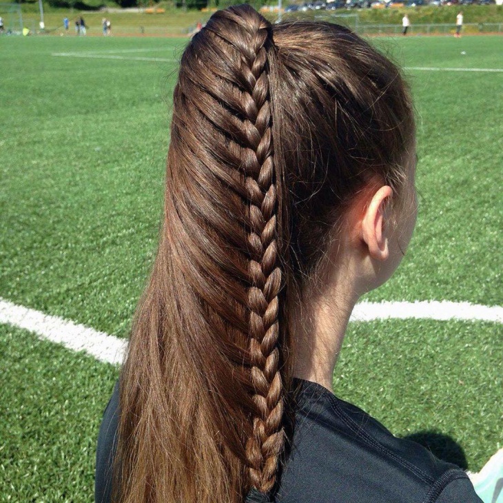 sporty french braided ponytail