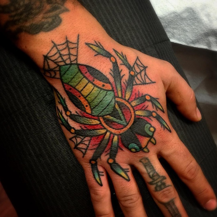 spider palm tattoo idea