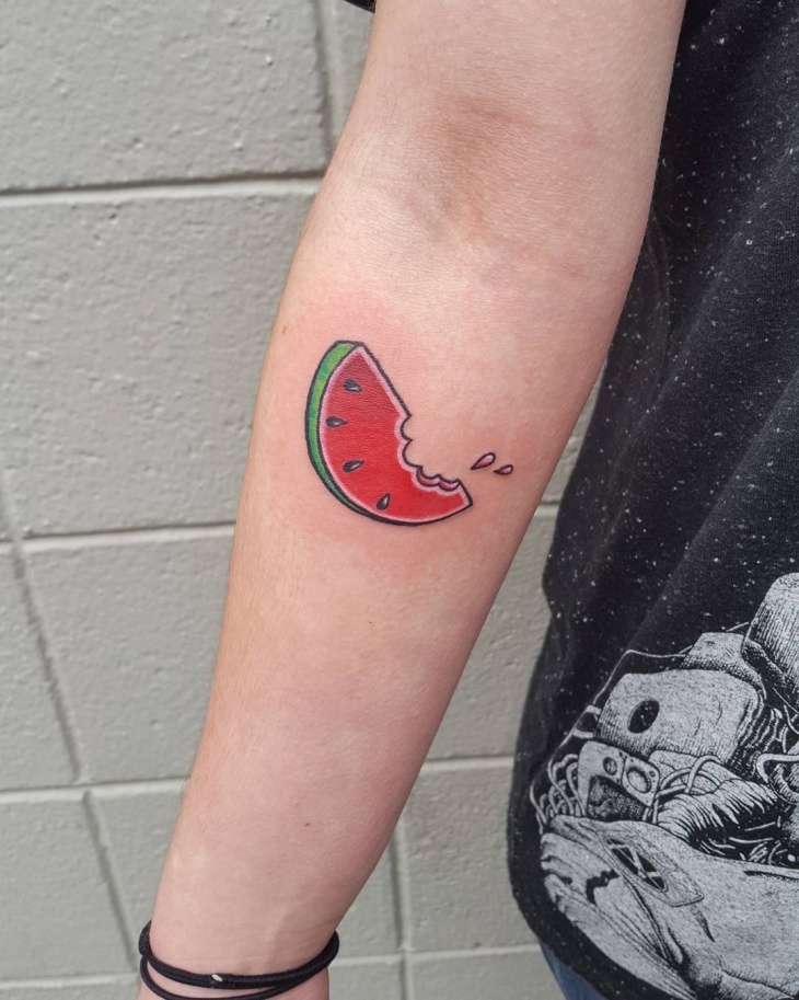 cute watermelon tattoo on hand