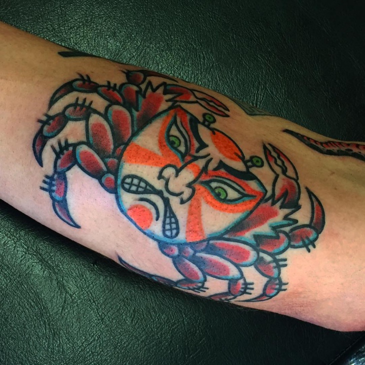 samurai crab tattoo design idea