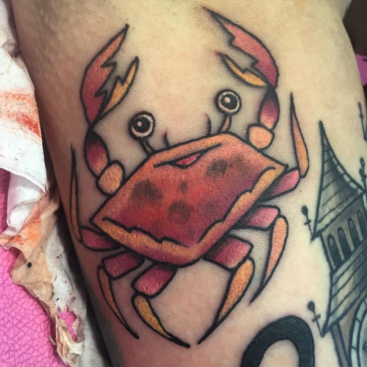 cartoon crab tattoo idea