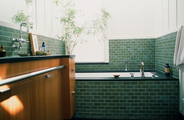 lime green bathroom tiles