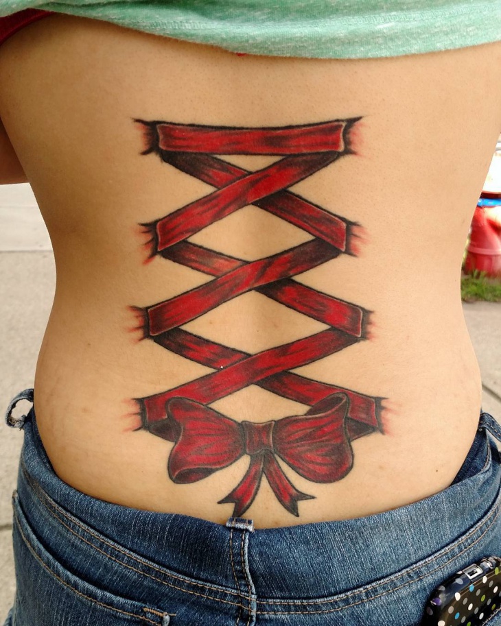 red corset tattoo design