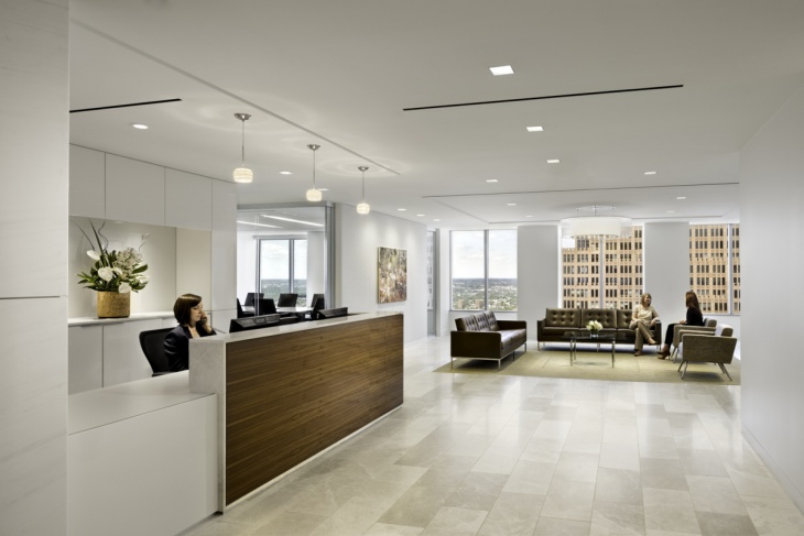 office renovation interiors with ceiling lights