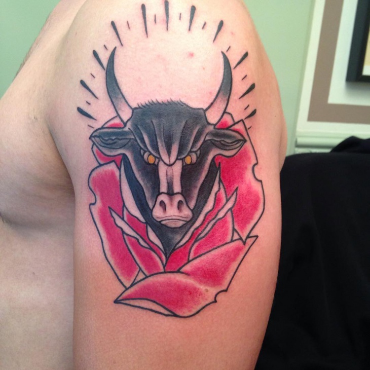 angry bull tattoo design