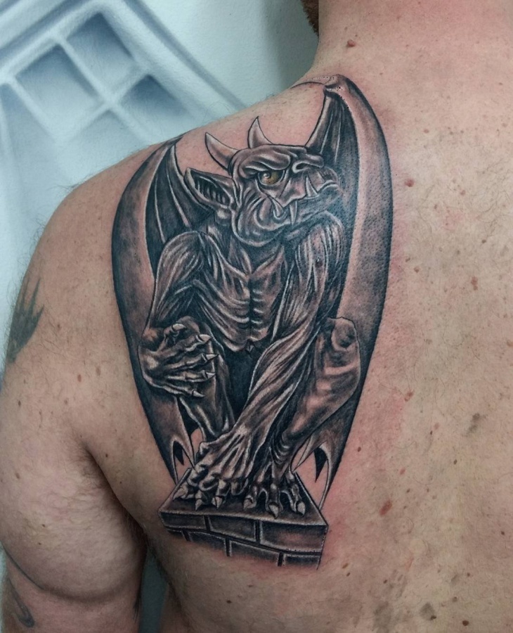 gargoyle shoulder tattoo