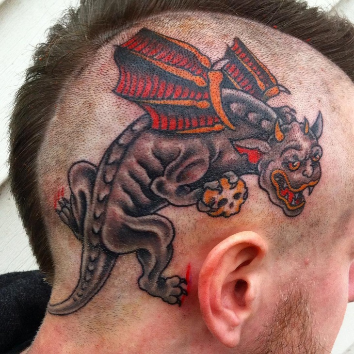 flying gargoyle devil tattoo