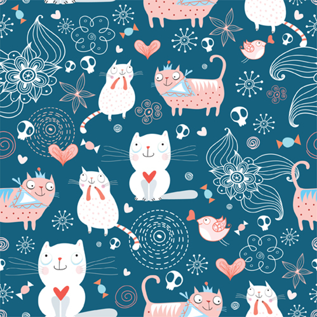 funny cat pattern vector