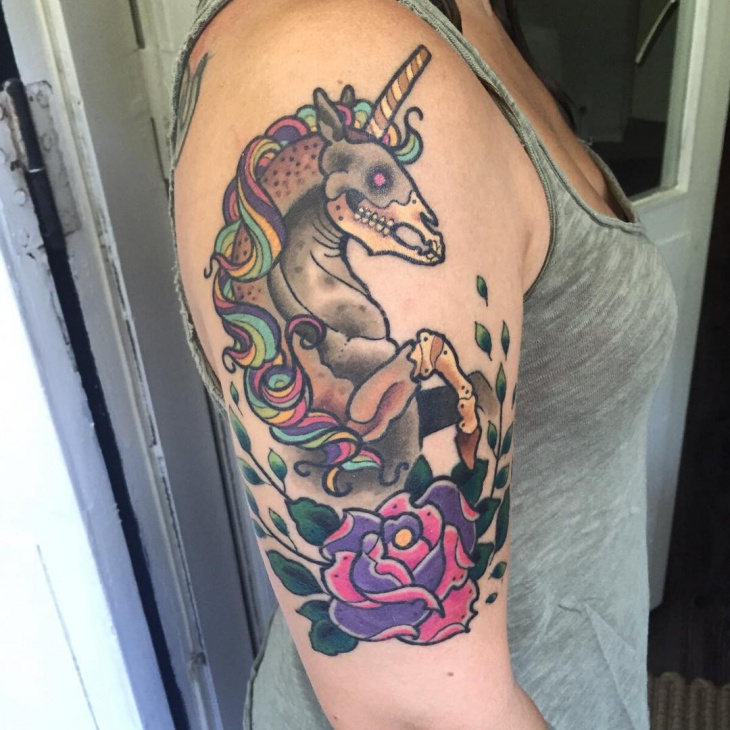 best zombie unicorn tattoo design