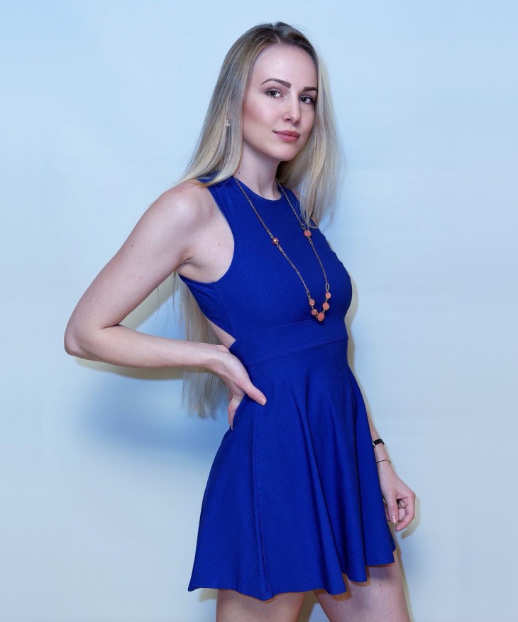 short bright blue dress