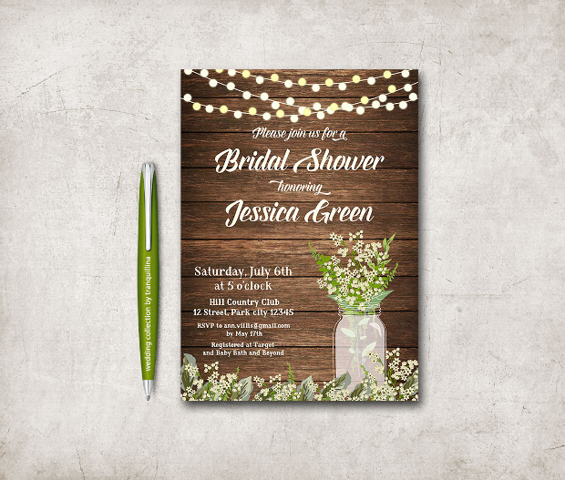 Printable Rustic Bridal Shower Invitation