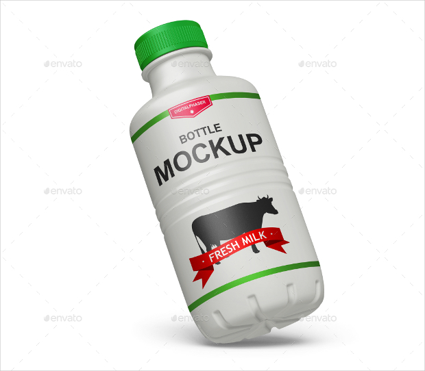 plastic milk yogurt bottle mockup
