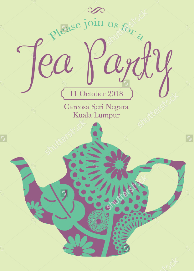 Tea Party Invitation Card Template