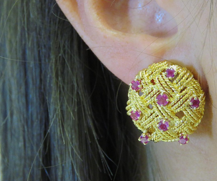 gold ruby stud earrings